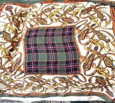 Silk Scarf Equestrian Pattern 32" x 32" Made in Italy