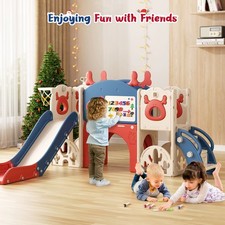 7in1 Kinderrutsche Spielplatz Klettergerüst Basketballkorb Indoor Outdoor