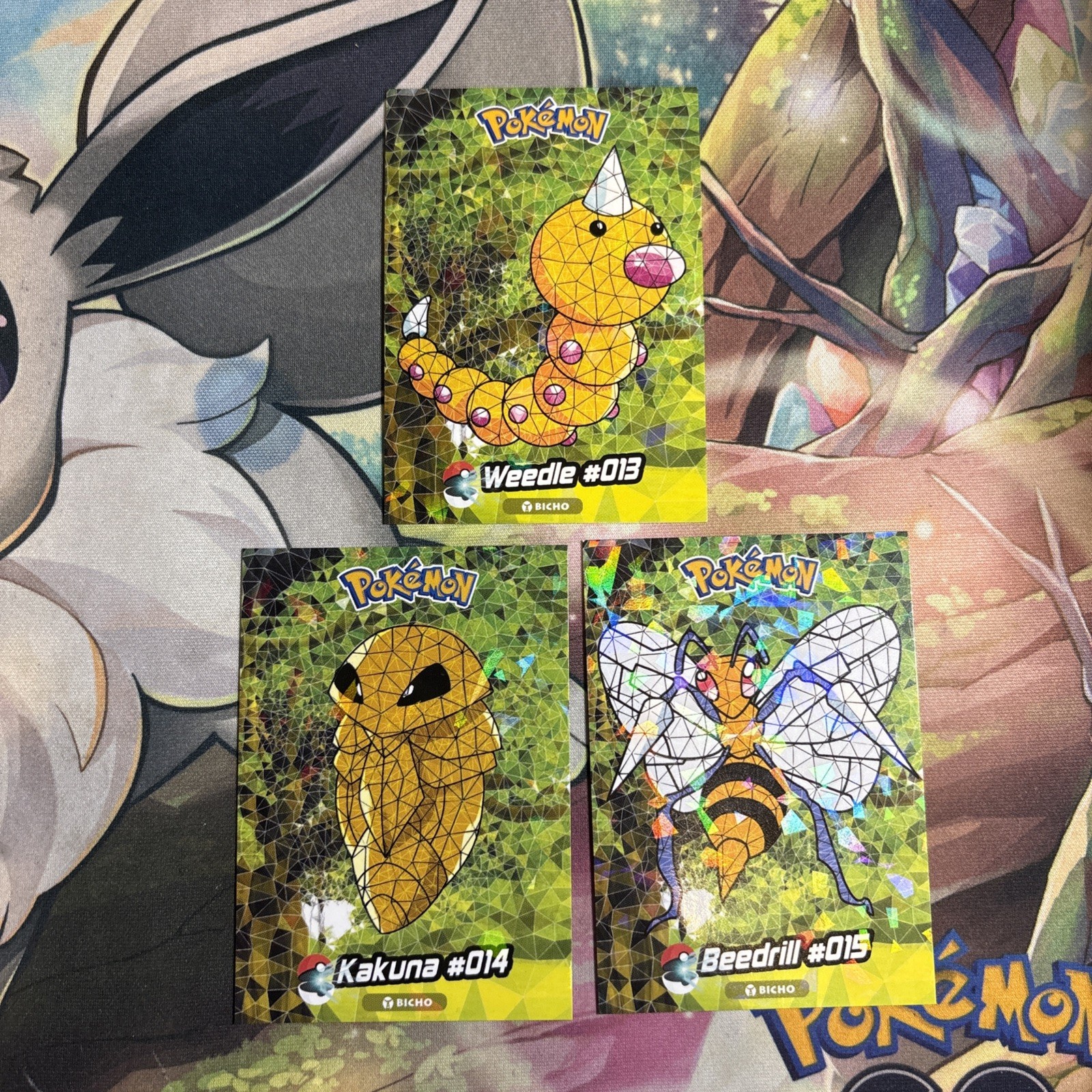 2025 POKEMON STAINED GLASS Crystal Card #013 Weedle Lot Of 3 Kanto Peru Foil