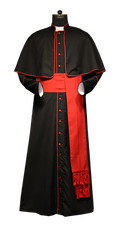 Black Single Breasted Roman Cassock with Red Trims -Liturgical Clergy Vestment