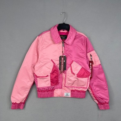 Alpha Industries Jacket Womens Small Pink Rose Bomber Colorblock Streetwear NWT
