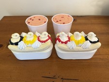 Set 4 Dairy Queen DQ Banana Split Ice Cream Sundae Milkshake Pretend Play Food