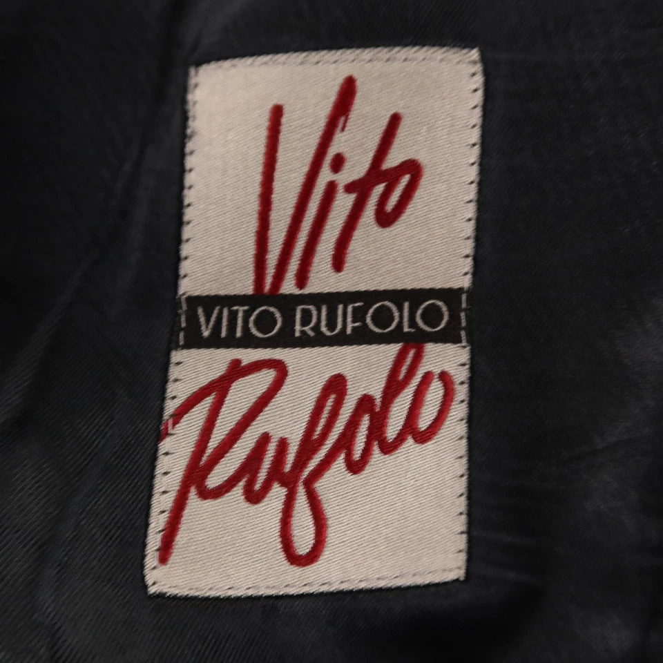 Vito Rufolo Suit Mens L 44R Blue Herringbone Pinstripe Italy 34x28 - Image 4 of 4