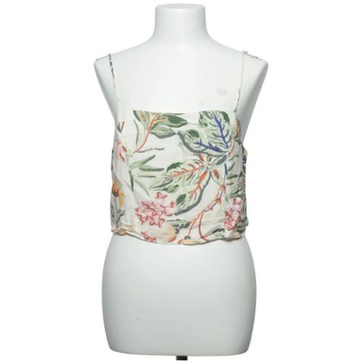 H&M, Crop Top, Größe: M, Weiß/Mehrfarbig, Viskose/Leinen/Baumwolle, Blumen #kLH