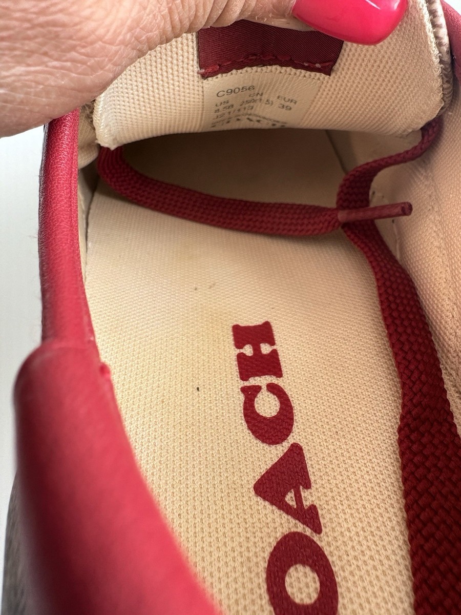 Coach City sole Skate Sneakers Coated Canvas Sz 8.5 B Electric Red Heart EUC View 6