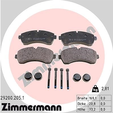 Zimmermann Bremsbelagsatz, Scheibenbremse Vorderachse U.A. FüR MERCEDES-BENZ, VW-image