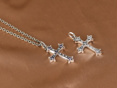 Gothic STAR CROSS Pendant S925 Sterling Silver Purple CZ Celestial Ornate Biker - Picture 17 of 20
