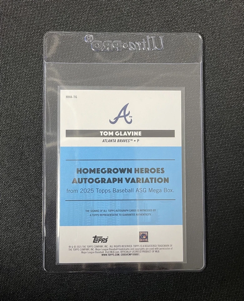 Mega caja Topps ASG 2025 Tom Glavine Homegrown Heroes autógrafo en tarjeta automática Foto 4 de 4
