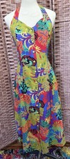 Vintage Tropical Tribal Botanical Jean Leslie Dress Pinup Retro USA 9/10 MINT!