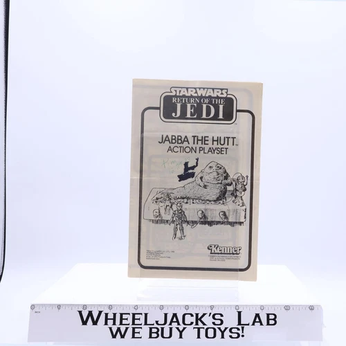 Jabba the Hutt Action Playset Instructions Manual Kenner 1983 Star Wars Vintage