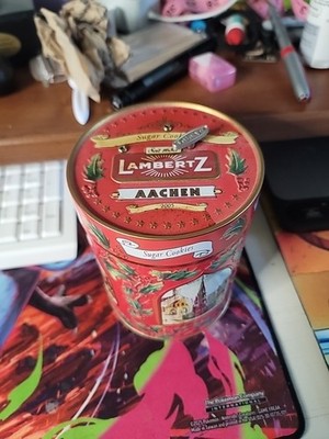 Vintage Lambertz 2005 Musical Cookie Tin Germany Christmas Music Box - 