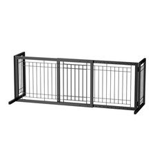 Free Standing Dog Gate, 37" - 68" Wide Pet Gate for Fireplace Stairs Doorways