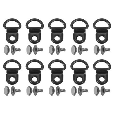 For 20 sets lace hooks, D-buckles with rivets, 9x14mm glossy black