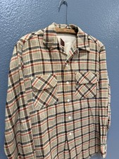 Vintage 50  s McGregor Wool Plaid Loop Collar Board Shirt Size Small USA