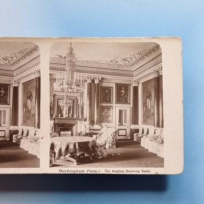 London UK Stereoview 3D um 1800 Echtfoto Buckingham Palace belgischer Salon