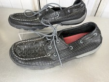 Twisted X Women's Black Snake Print Embossed Leather Driving Moccasins Size 9.5