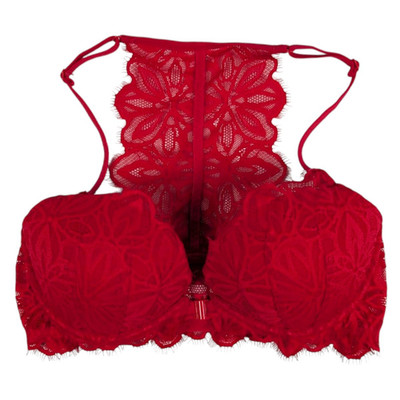 Victoria's Secret Date Racerback Push Up Bra Women's 32D Red Lace Front Closure