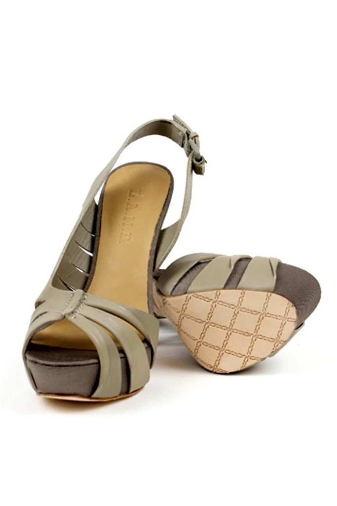 MBT L.A.M.B. Sandali donna KAM Taupe Platform Slingback Tacchi in Legno AGNELLO Designer