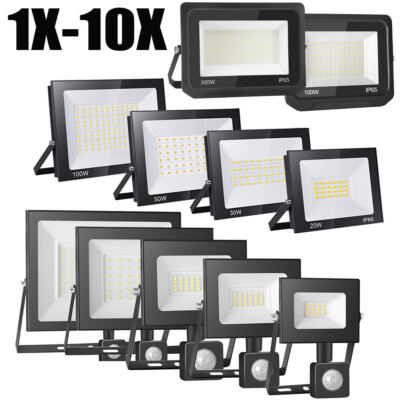 10W-300W LED Fluter Außen Strahler Mit Bewegungsmelder 230V Flutlicht IP65 Lampe