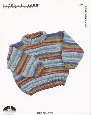 Plymouth Yarn KNITTING PATTERN 1214 Baby Pullover Sweater 0-18mos