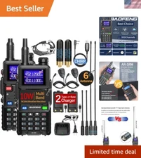 10W Long Range Ham Radio Walkie Talkies with NOAA Weather Receiver - 2 Pack