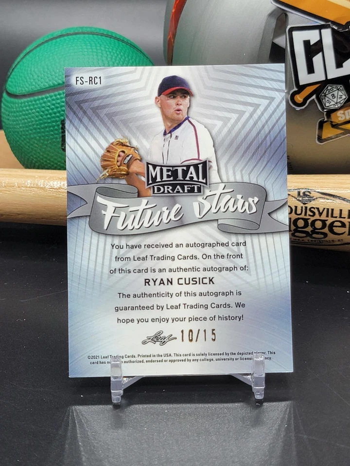 Ryan Cusick 2021 Leaf Metal Draft Future Stars Black Auto # /15 Braves (CB) - Image 2 of 2