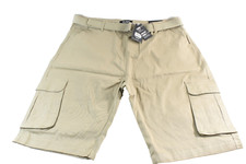 Blu Rock Mens Khaki Cargo Shorts with Belt New 34 40 42 Beige Pockets