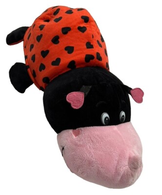 Flip A Zoo Love bug and Unicorn 2 in 1 19'' Long Interchangable Plush Hearts NWT