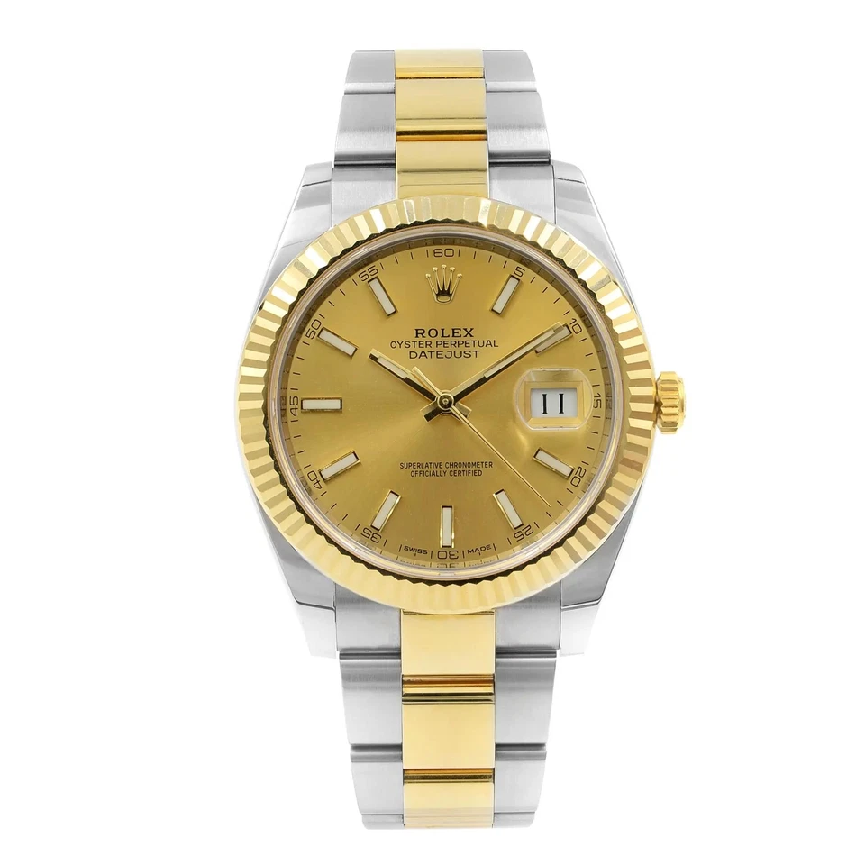 Rolex Datejust 41 Yellow Gold Steel Champagne Dial Automatic Watch 126333