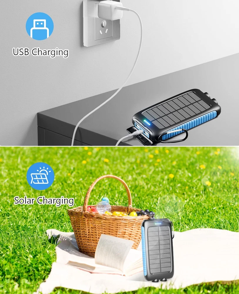 20000mAh Solar Power Bank - Portable Charger with External Battery for Outdoor Adventures  