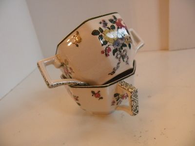 JKL404 ROYAL DOULTON Old Leeds Sprays OCTAGONAL BOUILLION CUPS, pair 2 X 3.5 in