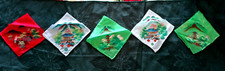 Vtg Five 1950s Silk Handkerchiefs Hankies Hand Painted Japan Red Greene White