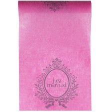 (1,60€/m) Tischläufer "Just Married" 5m x 30cm in pink -Hochzeit,Tischdecke