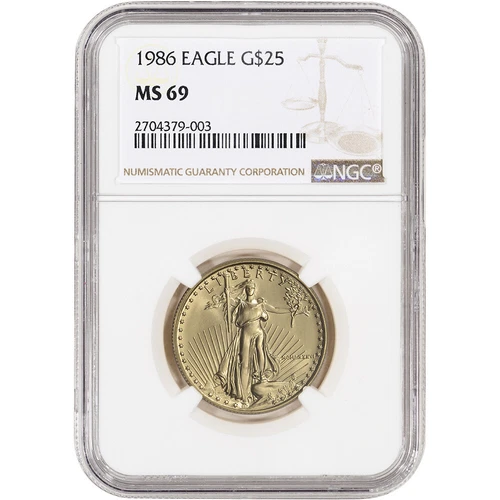 1986 American Gold Eagle Coin (1/2 oz) $25 - NGC MS69