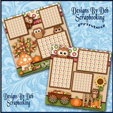 AUTUMN OWLS FALL 2 Premade Scrapbook Pages Paper Piecing printed layout DBDS