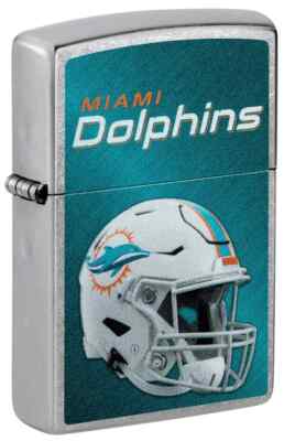 MIAMI DOLPHINS, ORIGINAL STREET CHROME FINISH , WIND PROOF ZIPPO