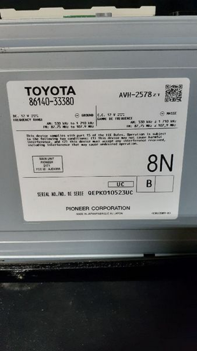 2018-2019 Toyota Camry Radio Receiver Display Screen ID 86140