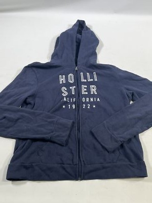 Womens Hollister Full Zip Blue Hoodie Hooded Sweatshirt Large L