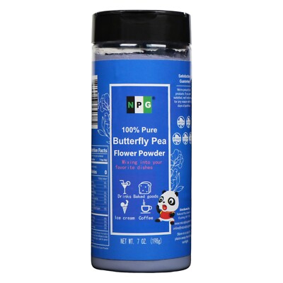 NPG Blue Butterfly Pea Flower Powder 7 Oz, Food Coloring, Flavoring, Baking