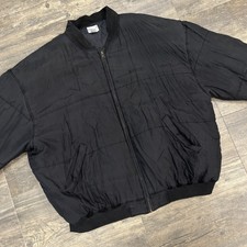 Vintage Clio Ii 100% Silk Bomber Jacket Women Size 3x Black Full Zip