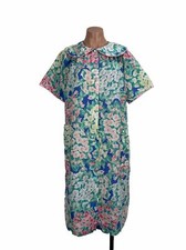 Floral Nightgown Vintage Vandemere Sz M Sleep Dress Front Snap Robe Cotton Gown