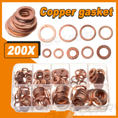 200pcs  Motorcycle Bike Car Brake Line Banjo Bolt Copper Crush Washers +