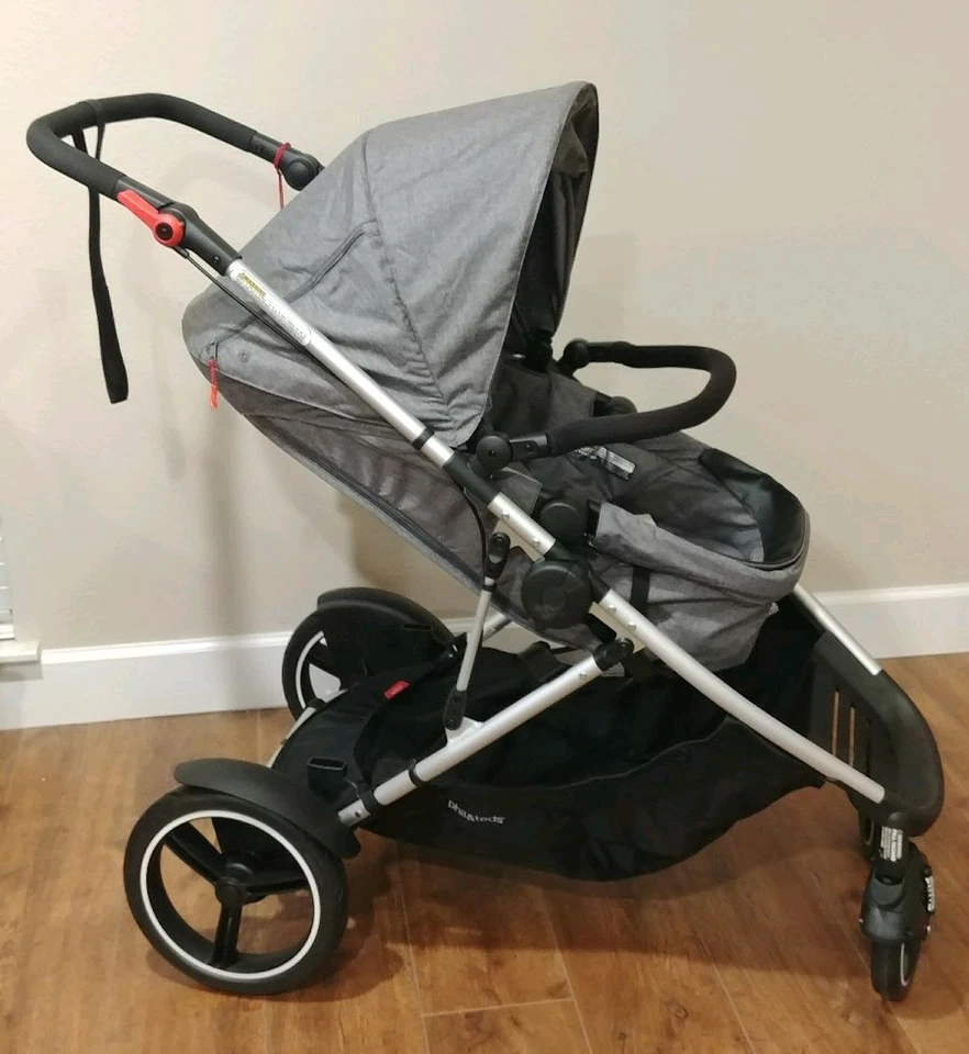 Cochecito modular en línea Phil&teds Voyager 1 o 2 niños, plegable, gris jaspeado - nuevo sin caja Foto 2 de 4