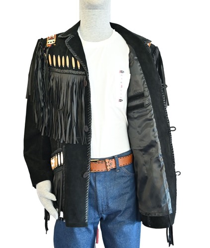 Scully Men's Boar Suede Fringe Jacket - 902-BRN - Picture 3 of 4