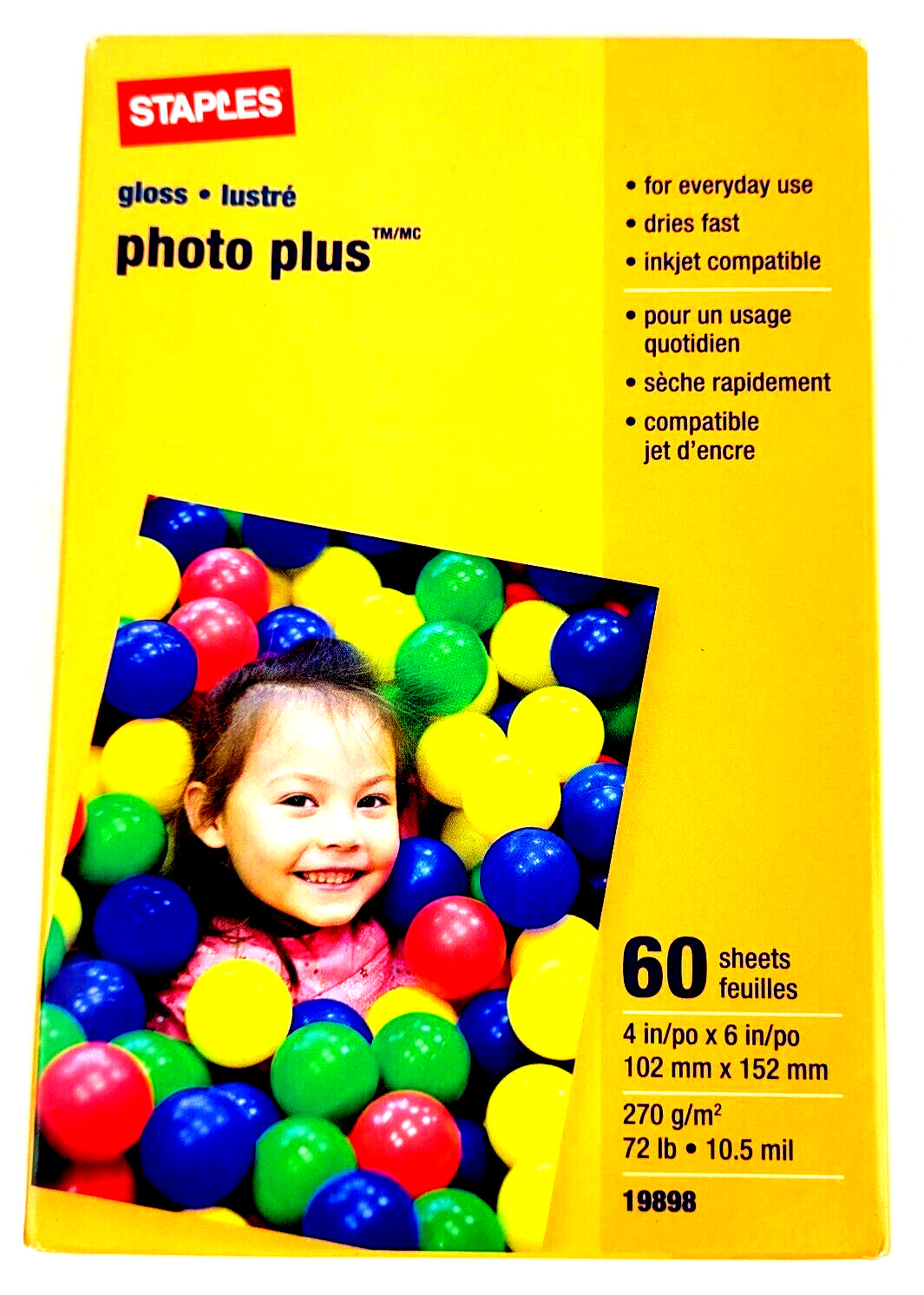 Photo Printer Paper 4x6 Glossy 240 Sheets (60 per pack) Photo Plus Gloss STAPLES