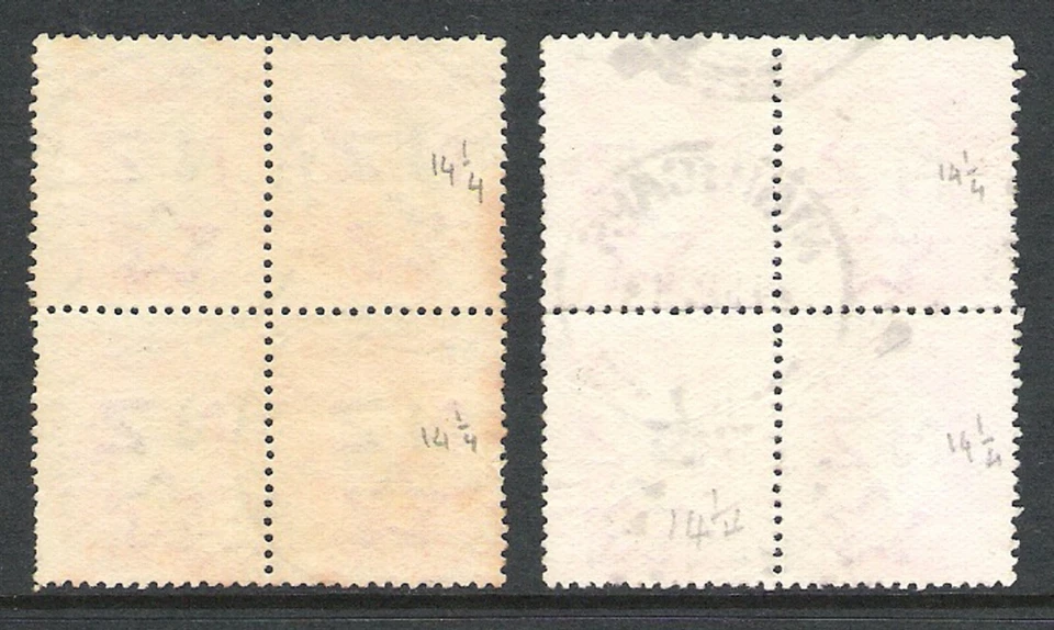 NUEVA ZELANDA 1915 KGV HUECO 1/- NARANJA 'TAPAS NOCTURNAS' BLOQUES (JF-F) CP K12b Foto 2 de 2