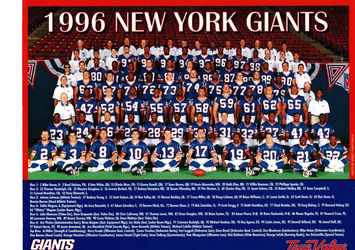 VINTAGE ORIGINAL 1996 NEW YORK GIANTS 8.5x11 TEAM PHOTO FOOTBALL