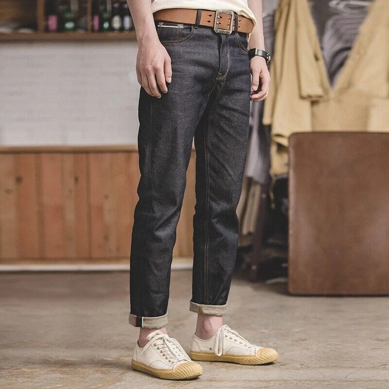 Men s Colored Cotton Denim Jeans Vintage Amekaji Red White