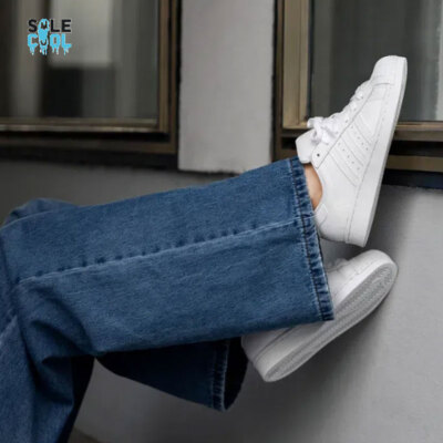 Adidas Womens Superstar Shoes Triple White Leather Sneakers