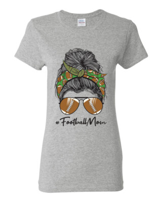 Mom Life Football Messy Hair Bandana Mothers Day Women Graphic Shirt